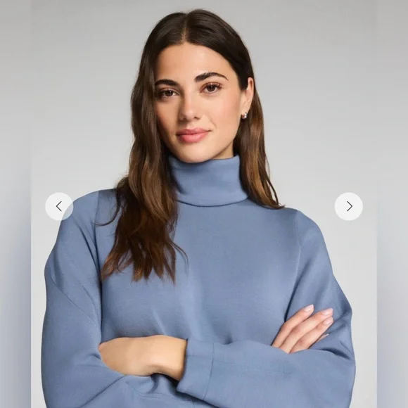 SPANX Women's Airessentials luxe Turtleneck and Straight Leg Pants Set in Rain - Picture 3 of 14